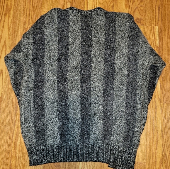 Vintage Damon Pure Wool Tan Striped Long Sleeve Sweater Tall Man Size Large LT - Picture 8 of 9